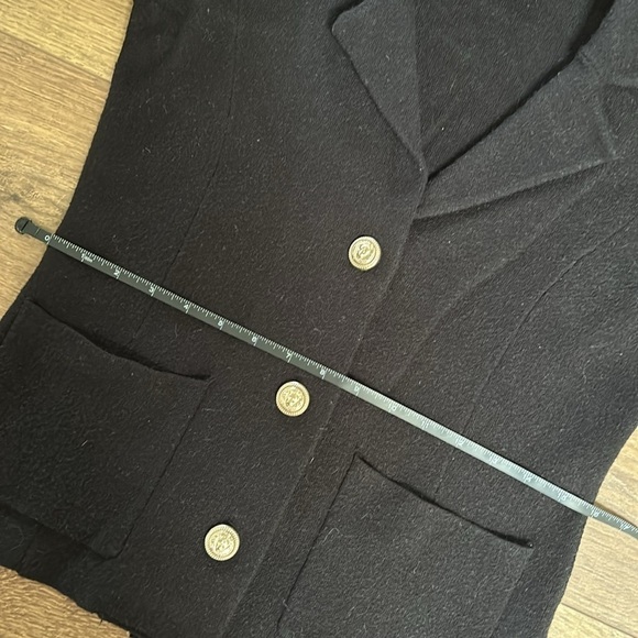 Adrienne Vittadini Womens Black Knit Blazer Cardigan Gold Buttons Sz XS Chic - Picture 6 of 10